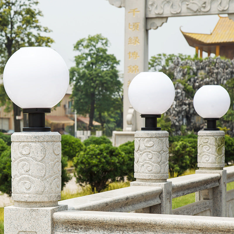 Modern Stainless Steel Globe Fence Post Lighting Fixtures - Frosted Diffuser, view 2
