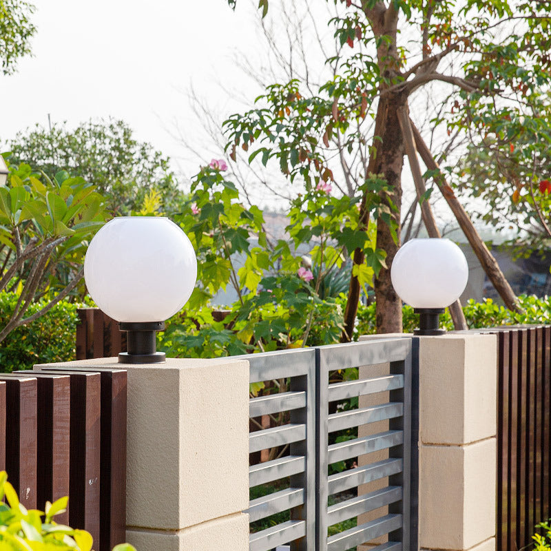 Modern Stainless Steel Globe Fence Post Lighting Fixtures - Frosted Diffuser, view 3
