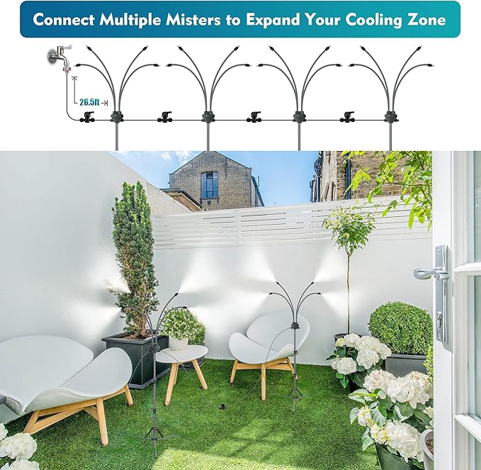 Standing Outdoor Patio Misting System - Adjustable Height 2.6 ft to 5.3 ft, view 6