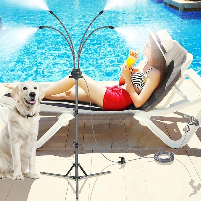 Standing Outdoor Patio Misting System - Adjustable Height 2.6 ft to 5.3 ft, view 7