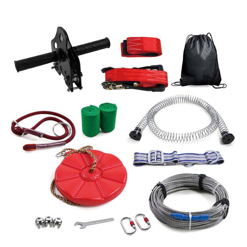 100 Feet Backyard Zip Line Kit for Kids - Sus304 Stainless Steel, Up to 330lbs