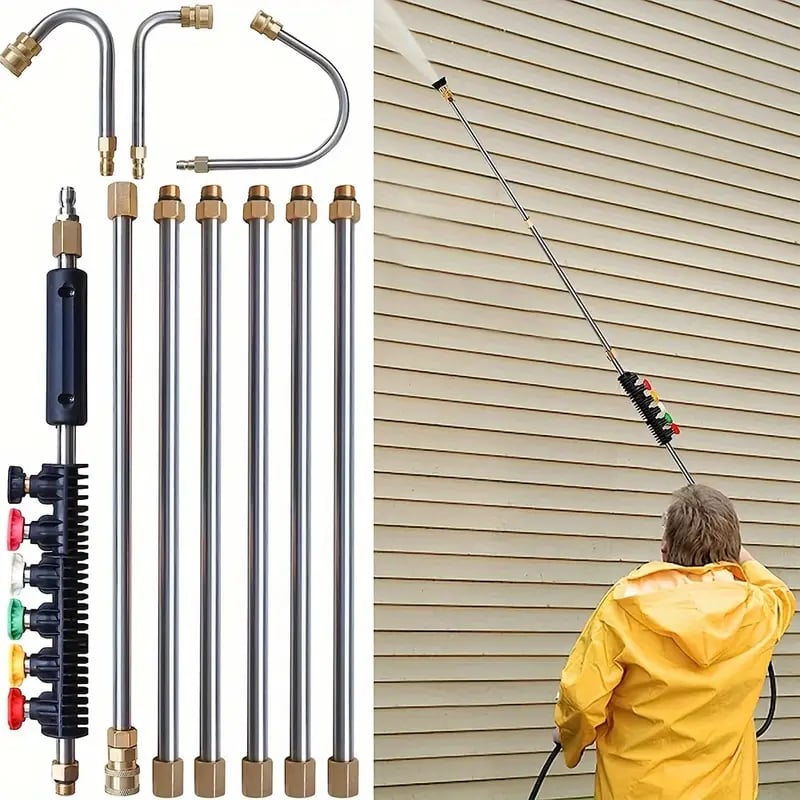 Telescoping Pressure Washer Wand Kit 4000 PSI - Up to 24ft, Multiple Nozzles