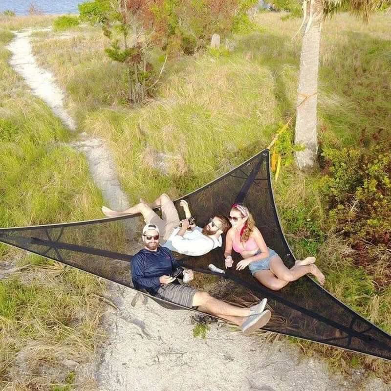 Multi-Person Camping Hammock with 3-Point Anchor System - Green and Black, view 2