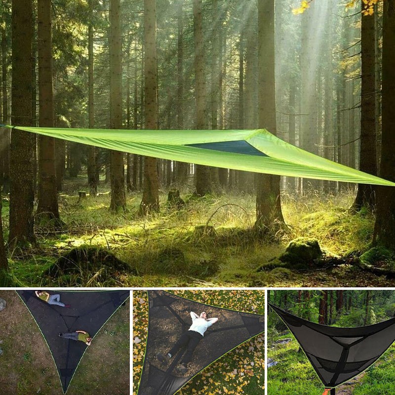 Multi-Person Outdoor Hammock - Nylon, Green/Black, 110in or 157in Sizes, view 5