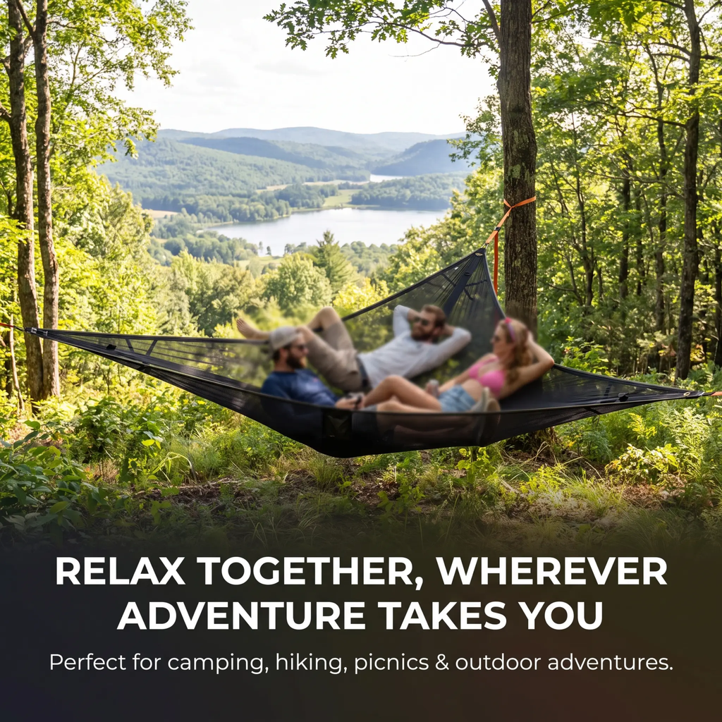 Multi-Person Outdoor Hammock - Nylon, Green/Black, 110in or 157in Sizes, view 8