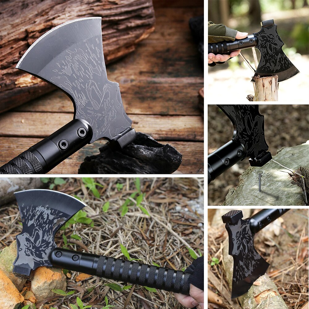Foldable Survival Camping Axe - Multi-Gear, Stainless Steel, 43cm, view 2