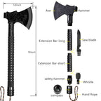 Foldable Survival Camping Axe - Multi-Gear, Stainless Steel, 43cm, view 4