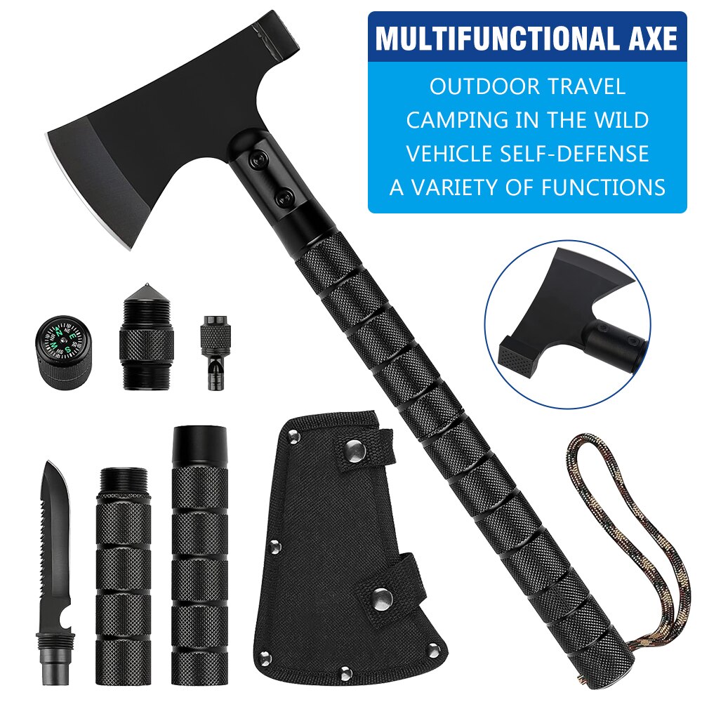Foldable Survival Camping Axe - Multi-Gear, Stainless Steel, 43cm, view 5