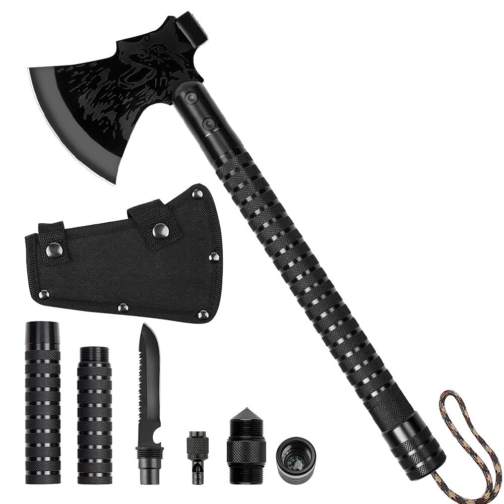 Foldable Survival Camping Axe - Multi-Gear, Stainless Steel, 43cm