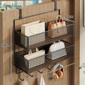 Over-Door Double Mesh Storage Rack with Multi Hooks, 59 cm