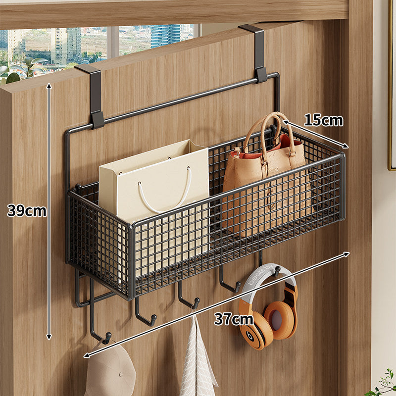 Over-Door Double Mesh Storage Rack with Multi Hooks, 59 cm