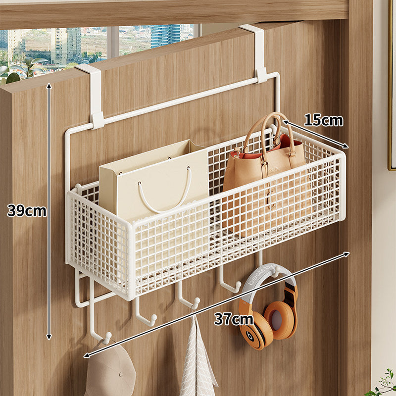 Over-Door Double Mesh Storage Rack with Multi Hooks, 59 cm