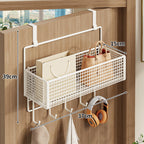 Over-Door Double Mesh Storage Rack with Multi Hooks, 59 cm