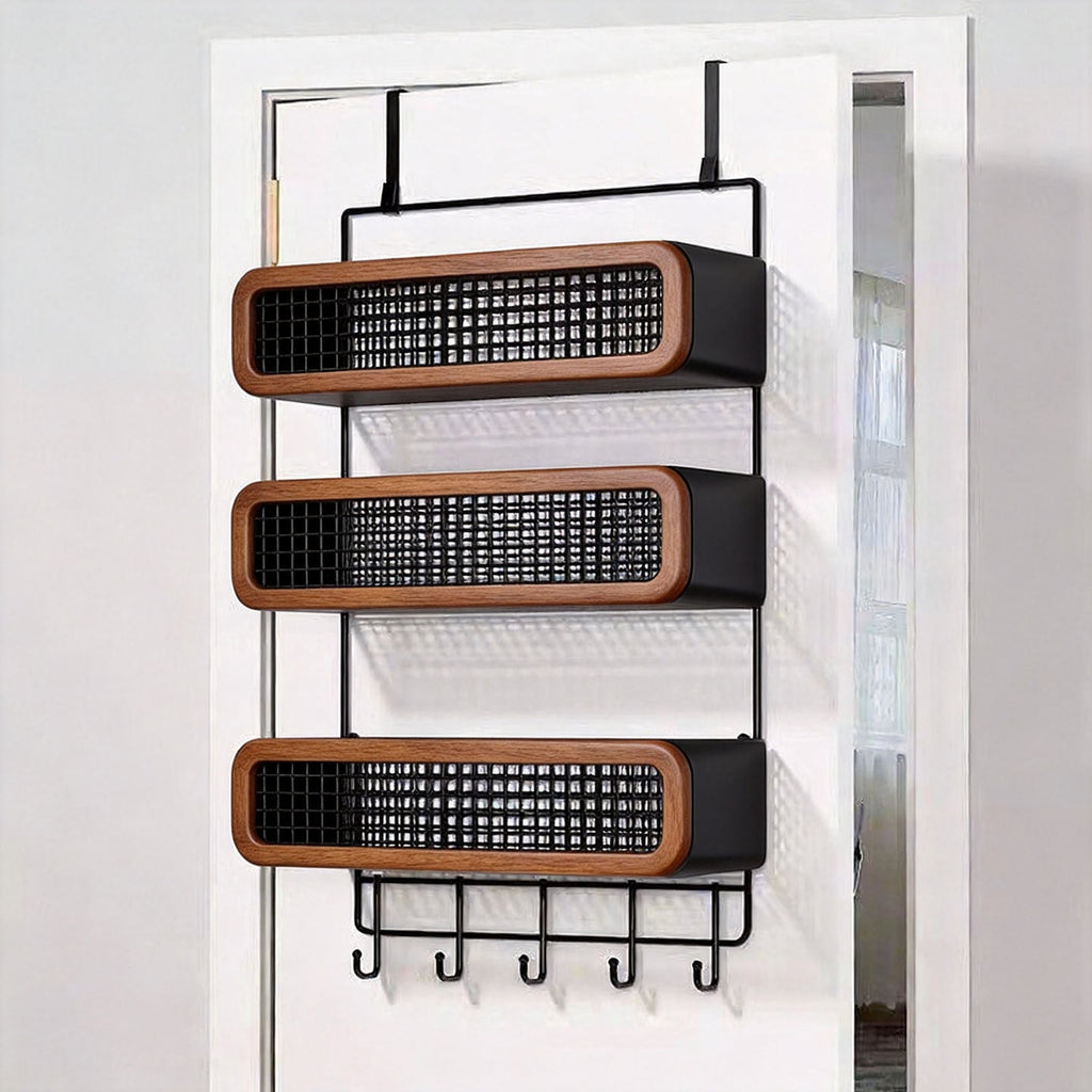 Over-Door Double Mesh Storage Rack with Multi Hooks, 59 cm