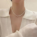 Pearl Beaded Choker Necklace with Golden Accent