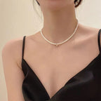 Pearl Beaded Choker Necklace with Golden Accent