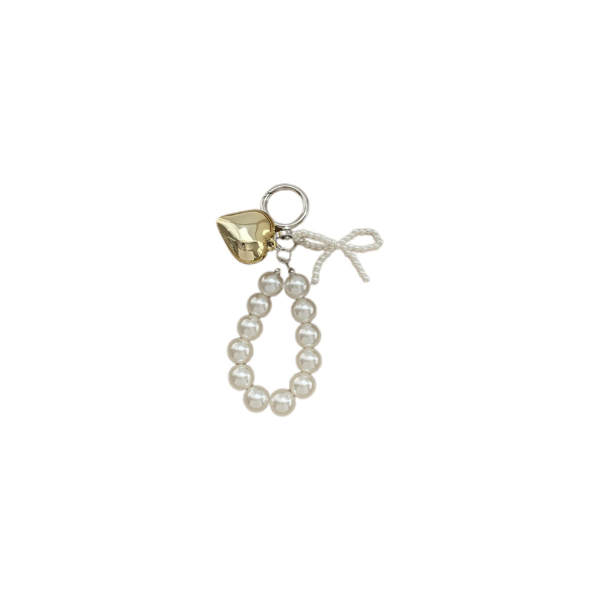 Pearl Charm Keychain with Gold Heart or Silver Colourway
