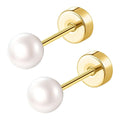 Pearl Stud Earrings with Gold-Tone Screw-Back