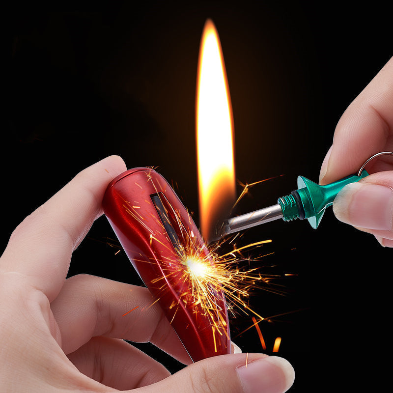 Permanent Refillable Metal Camping Lighter with Flint Ignition, 125x21mm