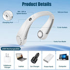 Portable Bladeless Neck Fan - USB Rechargeable, 5 Speeds, Lightweight, view 8