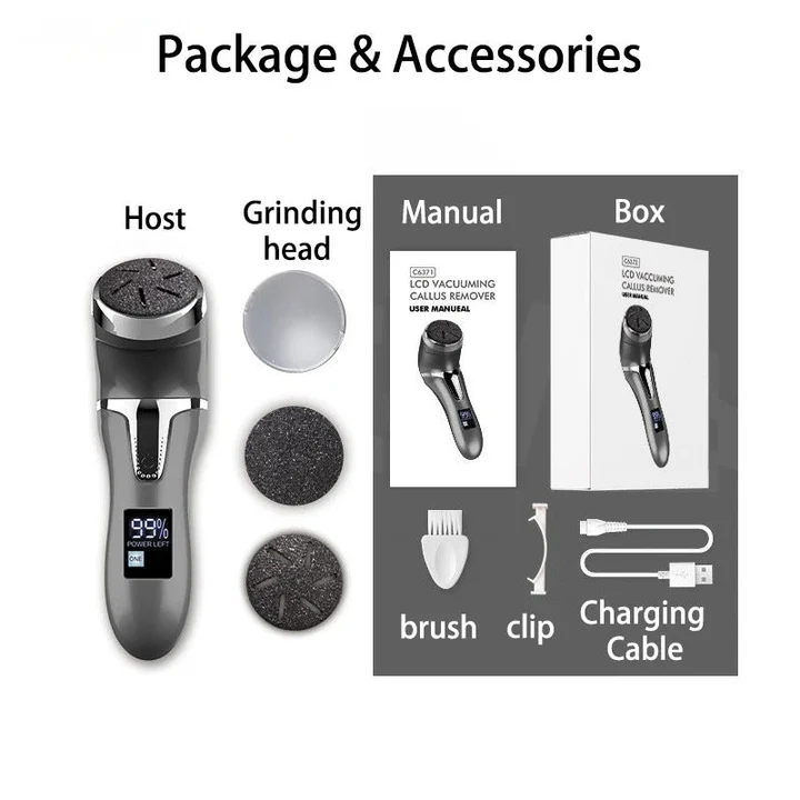 Professional Electric Foot Hard Skin Remover - Rechargeable, IPX4, USB Charging, view 2