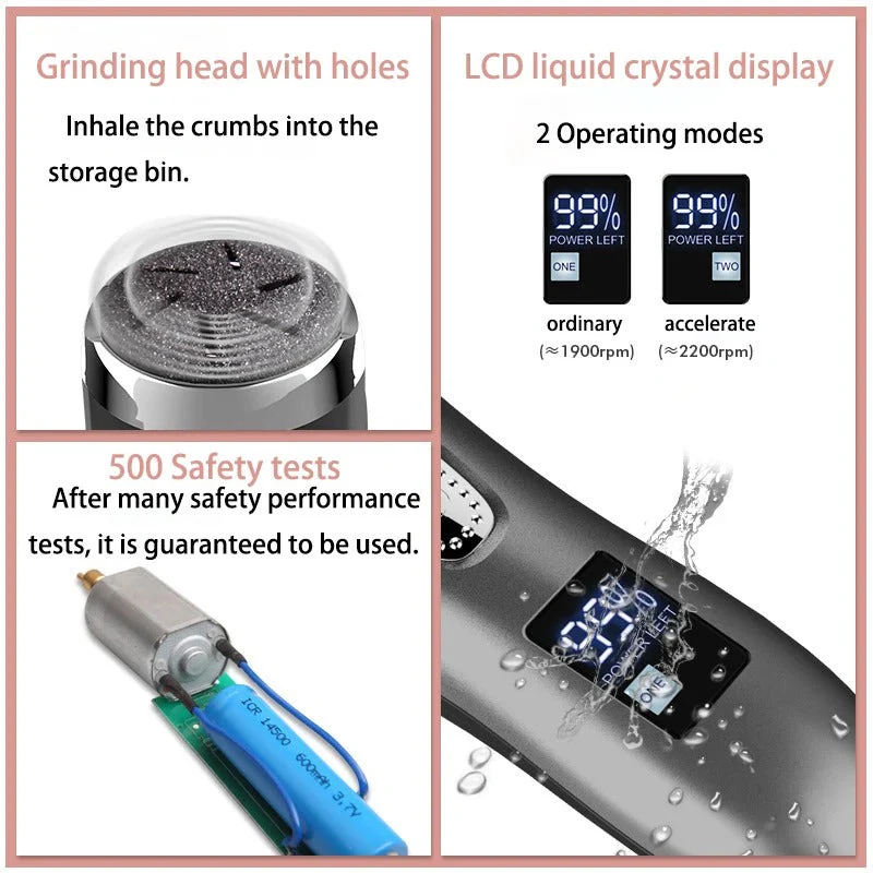 Professional Electric Foot Hard Skin Remover - Rechargeable, IPX4, USB Charging, view 8