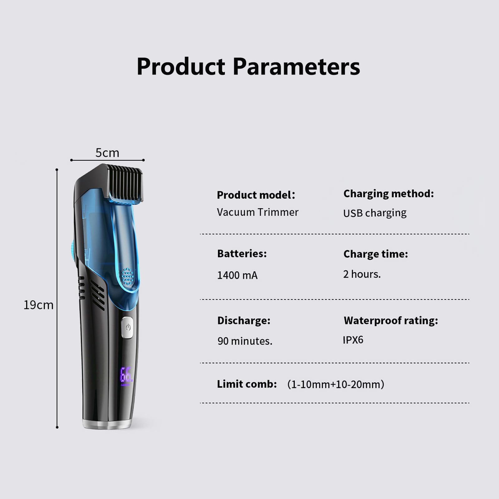 Beard Trimmer for Men - IPX7 Waterproof, USB Charging, 90min Battery, view 9