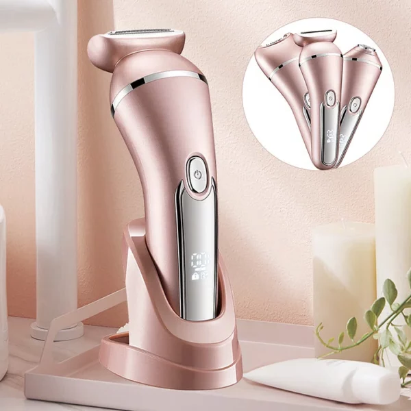 3-in-1 Electric Shaver for Women - Waterproof, Rechargeable, Stainless Steel Blades