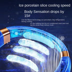 Digital Display Wearable Neck Fan - Battery Powered, 3.7W, 5V, view 2