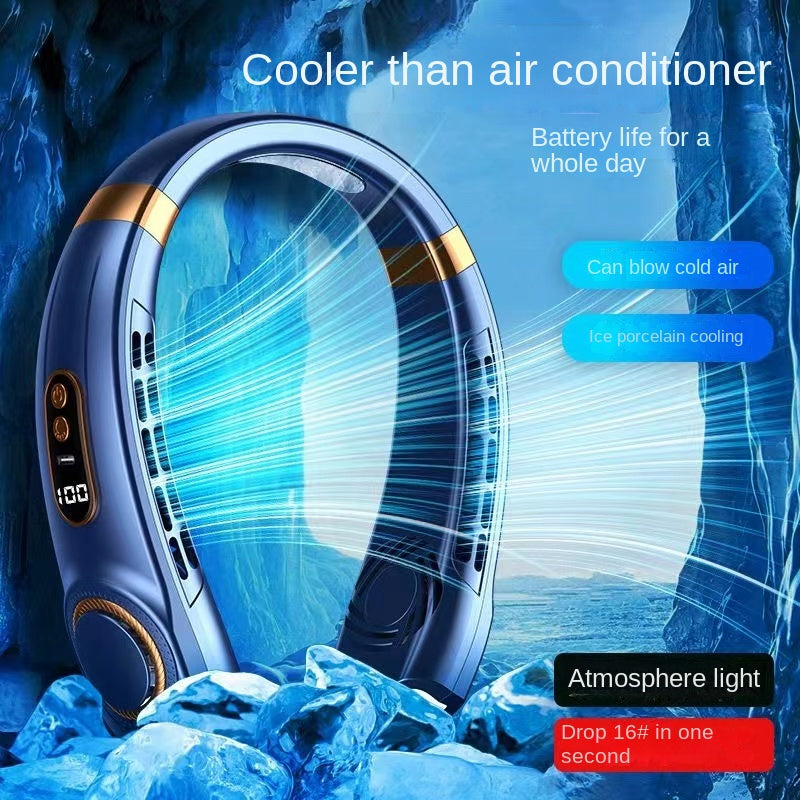 Digital Display Wearable Neck Fan - Battery Powered, 3.7W, 5V, view 4