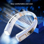 360° Cooling Digital Neck Fan - 5 Speeds, USB Charging, Bladeless Design, view 3