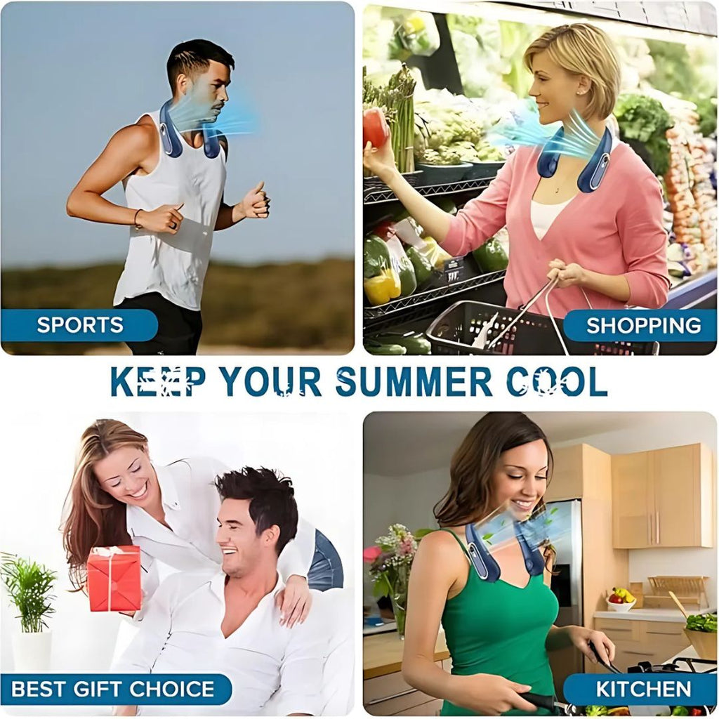 360° Cooling Digital Neck Fan - 5 Speeds, USB Charging, Bladeless Design, view 5