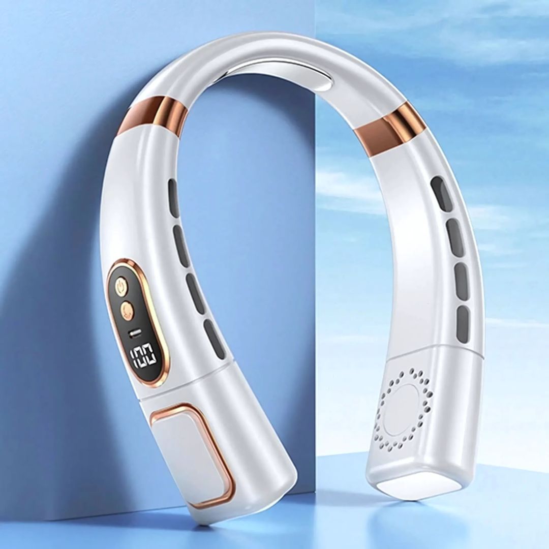 360° Cooling Digital Neck Fan - 5 Speeds, USB Charging, Bladeless Design, view 7