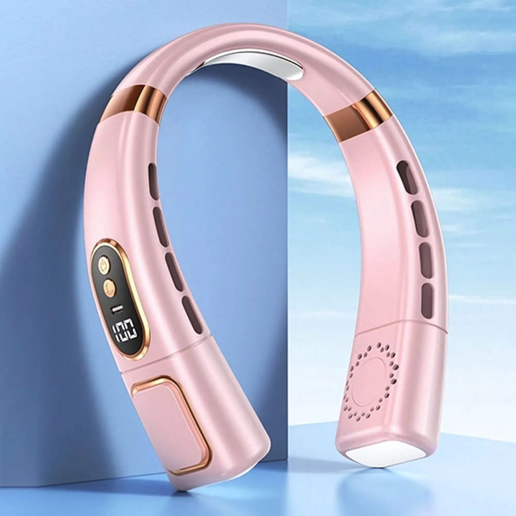 360° Cooling Digital Neck Fan - 5 Speeds, USB Charging, Bladeless Design, view 8