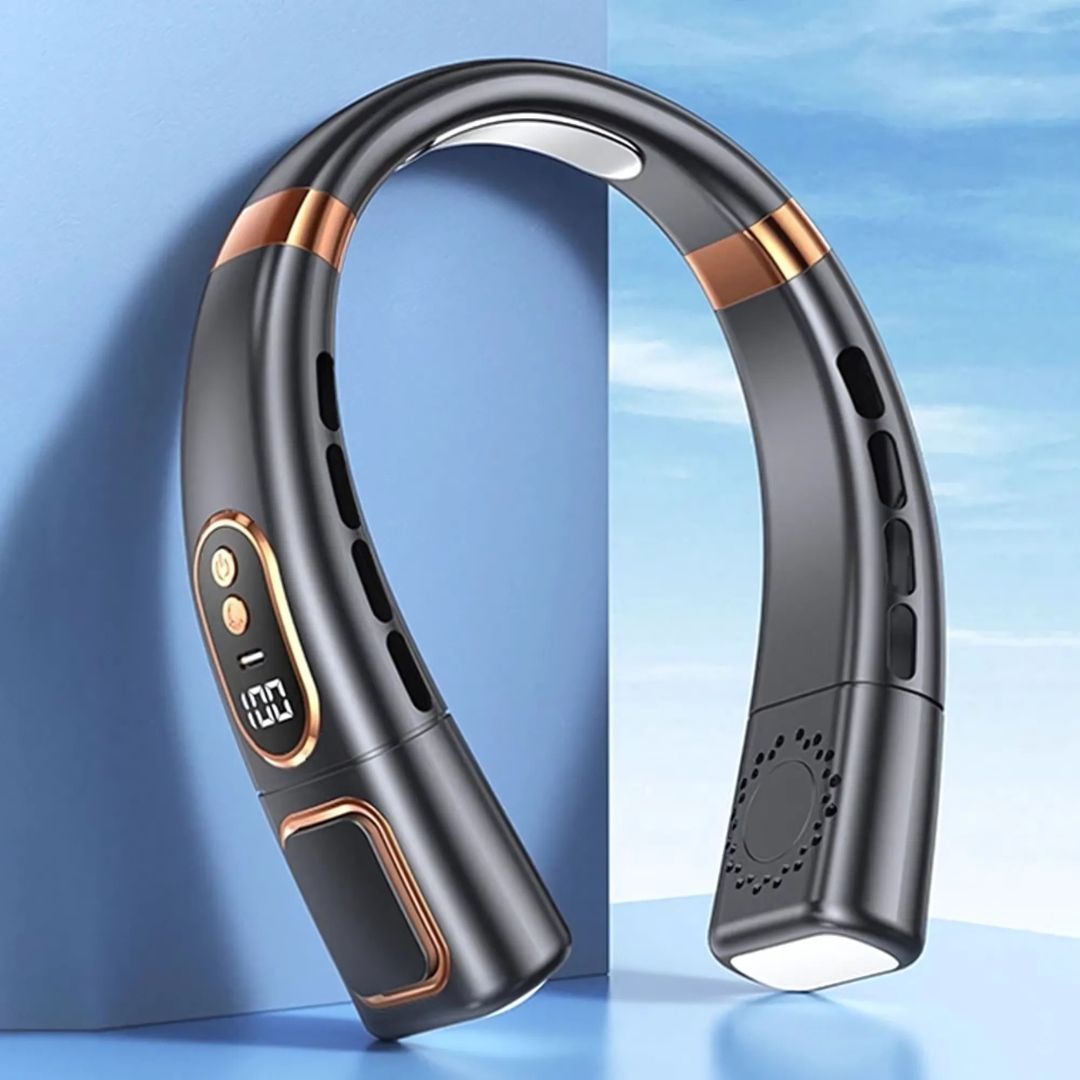 360° Cooling Digital Neck Fan - 5 Speeds, USB Charging, Bladeless Design, view 9