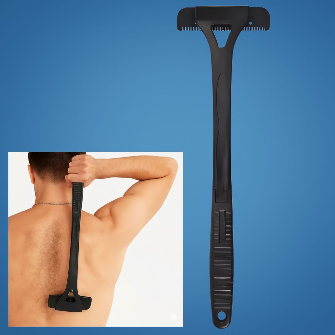Back Hair Shaver for Men - Extra-Long Handle, Sharp Stainless Blades