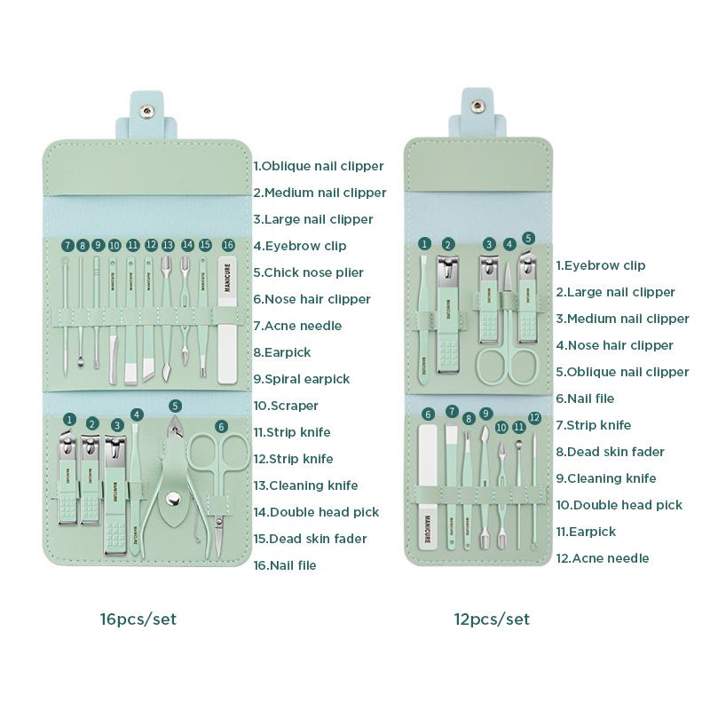 Portable Nail Clippers Set - Stainless Steel, 12 or 16 Pieces, PU Case, view 9