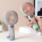 Ladies Portable Hand Fan with Digital Speed Display - Ergonomic, Long Battery, view 3
