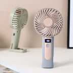Ladies Portable Hand Fan with Digital Speed Display - Ergonomic, Long Battery
