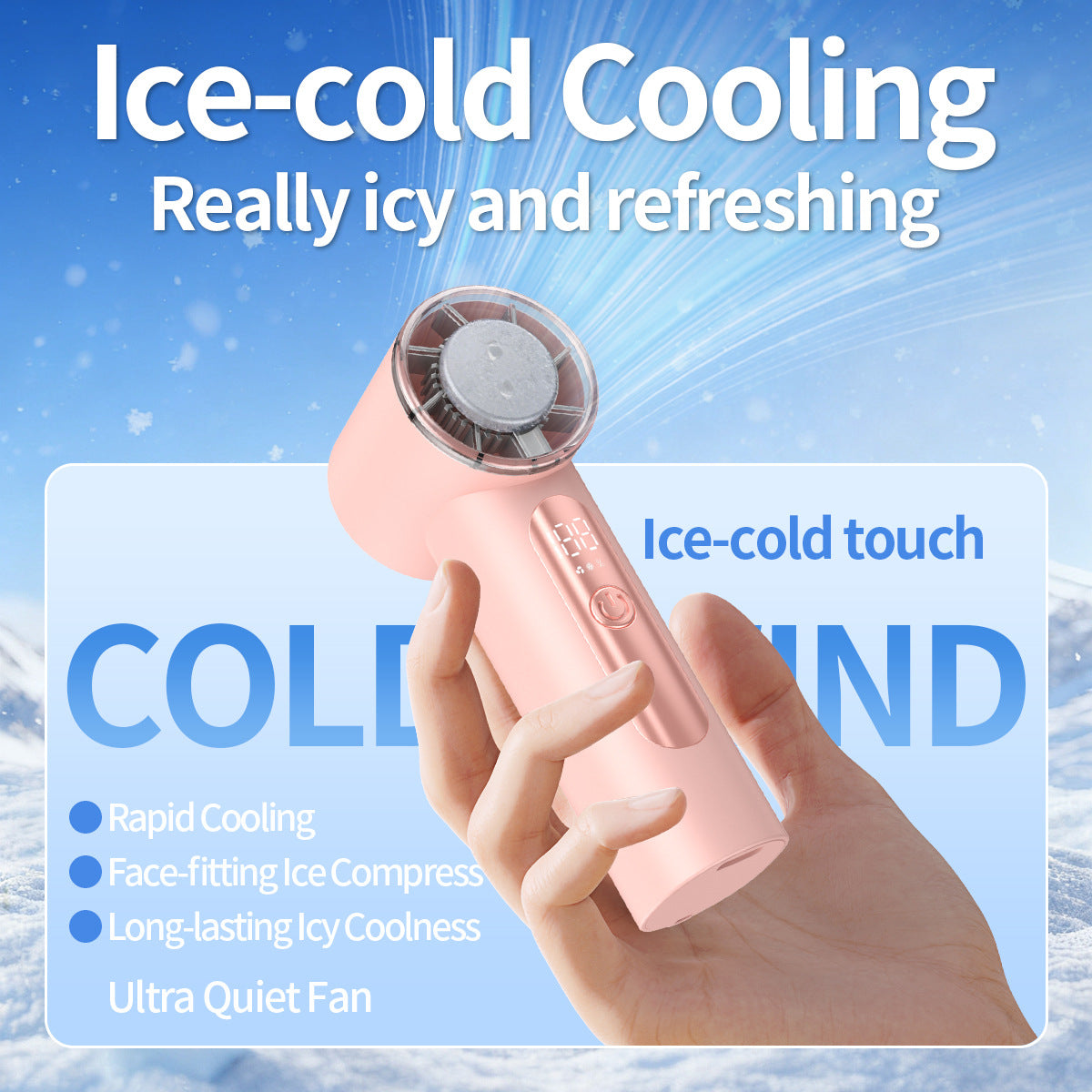 Unisex Portable Ice-Cooling Handheld Fan - 16°C Cooling, Brushless Motor, view 3