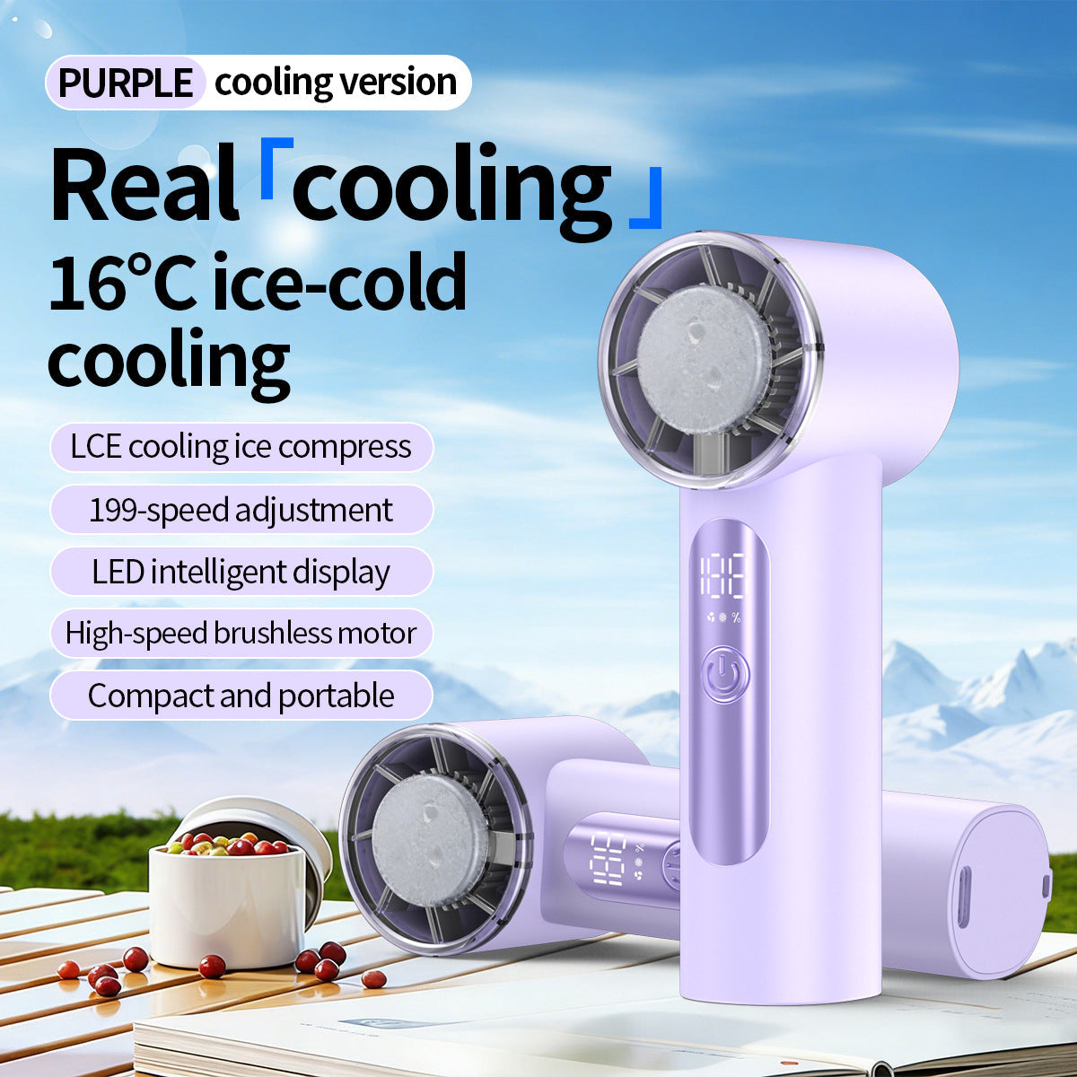 Unisex Portable Ice-Cooling Handheld Fan - 16°C Cooling, Brushless Motor, view 6