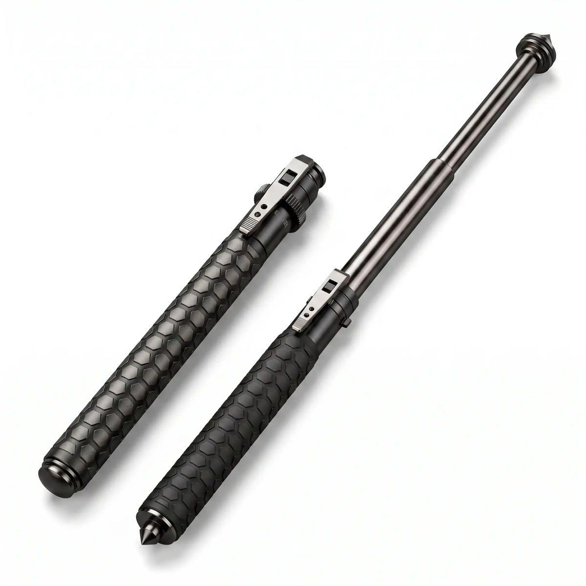 Automatic Self Defense Walking Stick - Alloy Steel, Collapsible, Rubber Grip, view 6