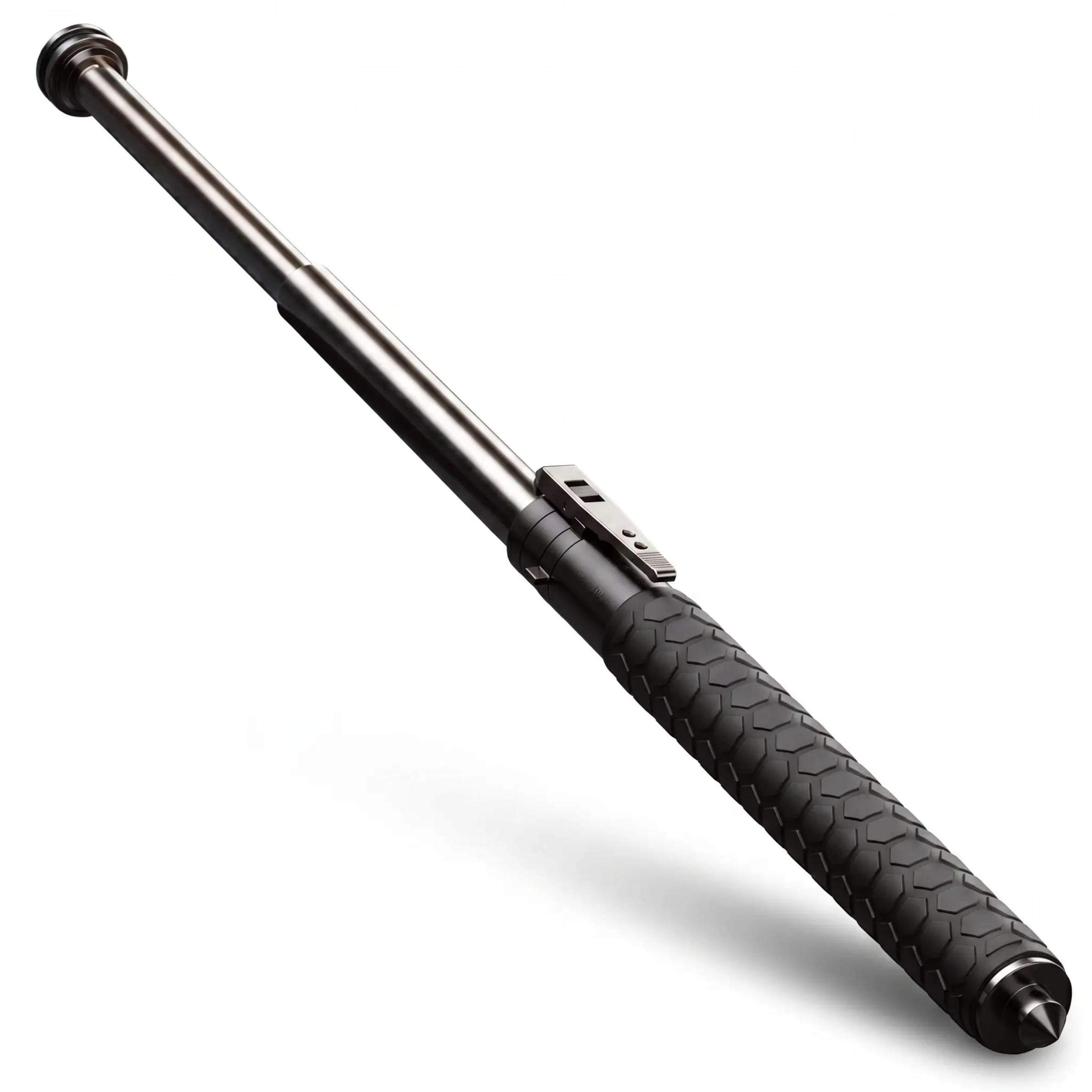 Automatic Self Defense Walking Stick - Alloy Steel, Collapsible, Rubber Grip