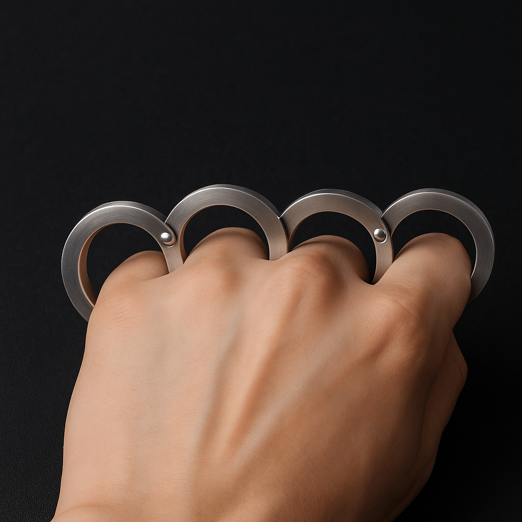 Tactical Foldable Self-Defense Ring - Stainless Steel, Rotatable Design, view 2