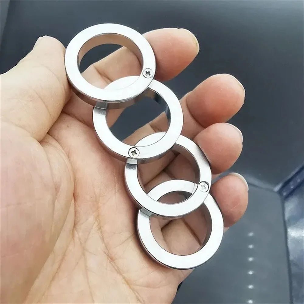 Tactical Foldable Self-Defense Ring - Stainless Steel, Rotatable Design, view 3