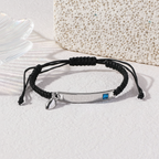 Personalised Magnetic Heart Bracelet Set, Adjustable Black Rope