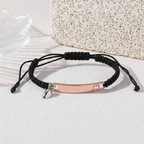 Personalised Magnetic Heart Bracelet Set, Adjustable Black Rope