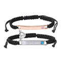 Personalised Magnetic Heart Bracelet Set, Adjustable Black Rope