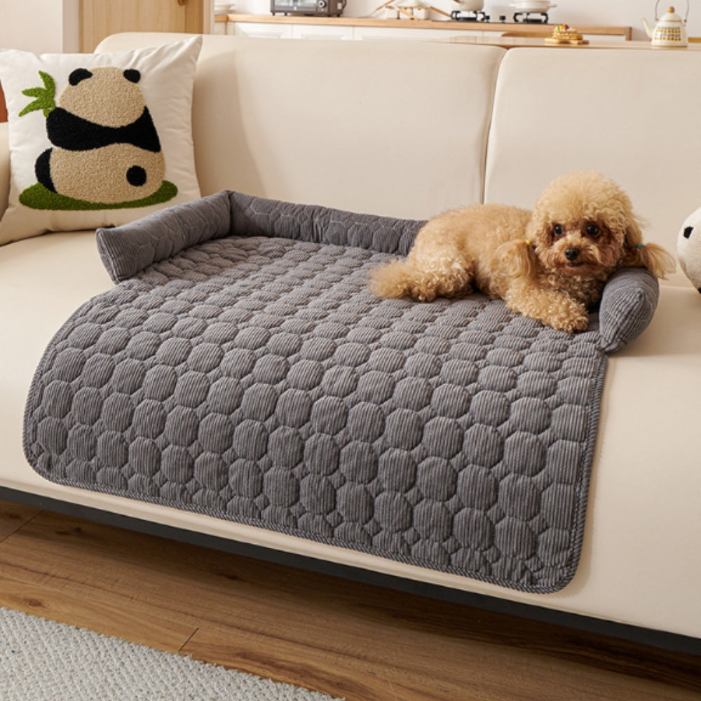 Canine Non-Slip Bolster Pet Quilted Bed - Soft Microfibre, 29.5"x29.5", view 10