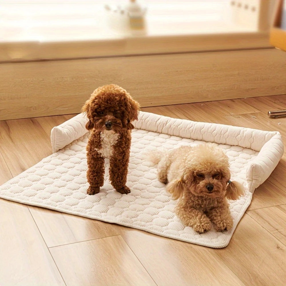 Canine Non-Slip Bolster Pet Quilted Bed - Soft Microfibre, 29.5"x29.5", view 3